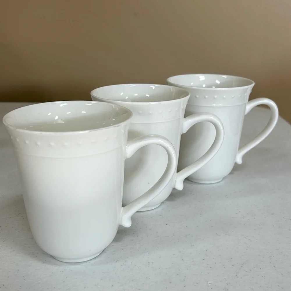 Pier 1 white Elexa Mugs / Cup Set of three
